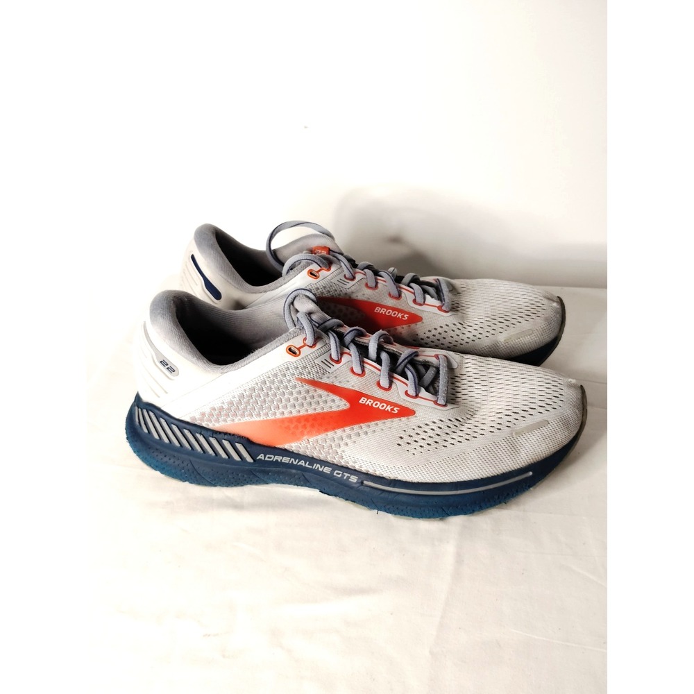 Brooks Adrenaline GTS 22 Women 7.5 Gray Orange Navy Running AthleticShoe Sneaker